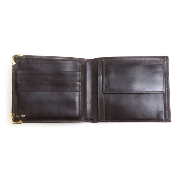 Auth CELINE Bifold Wallet Brown Leather/Goldtone - Picture 4 of 8